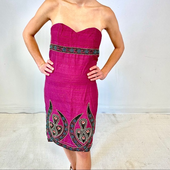 Vintage Tibi XS Silk Beaded Dress Purple AS-IS - Picture 2 of 16